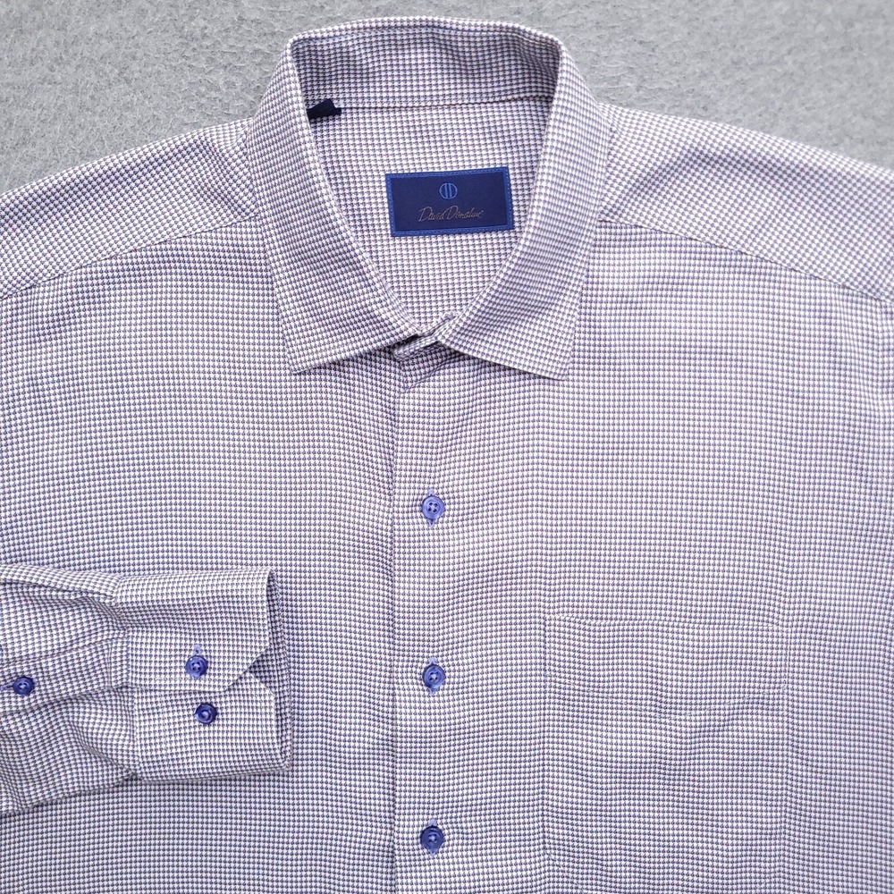 David Donahue Dress Shirt Mens 16 35 Regular Fit Check